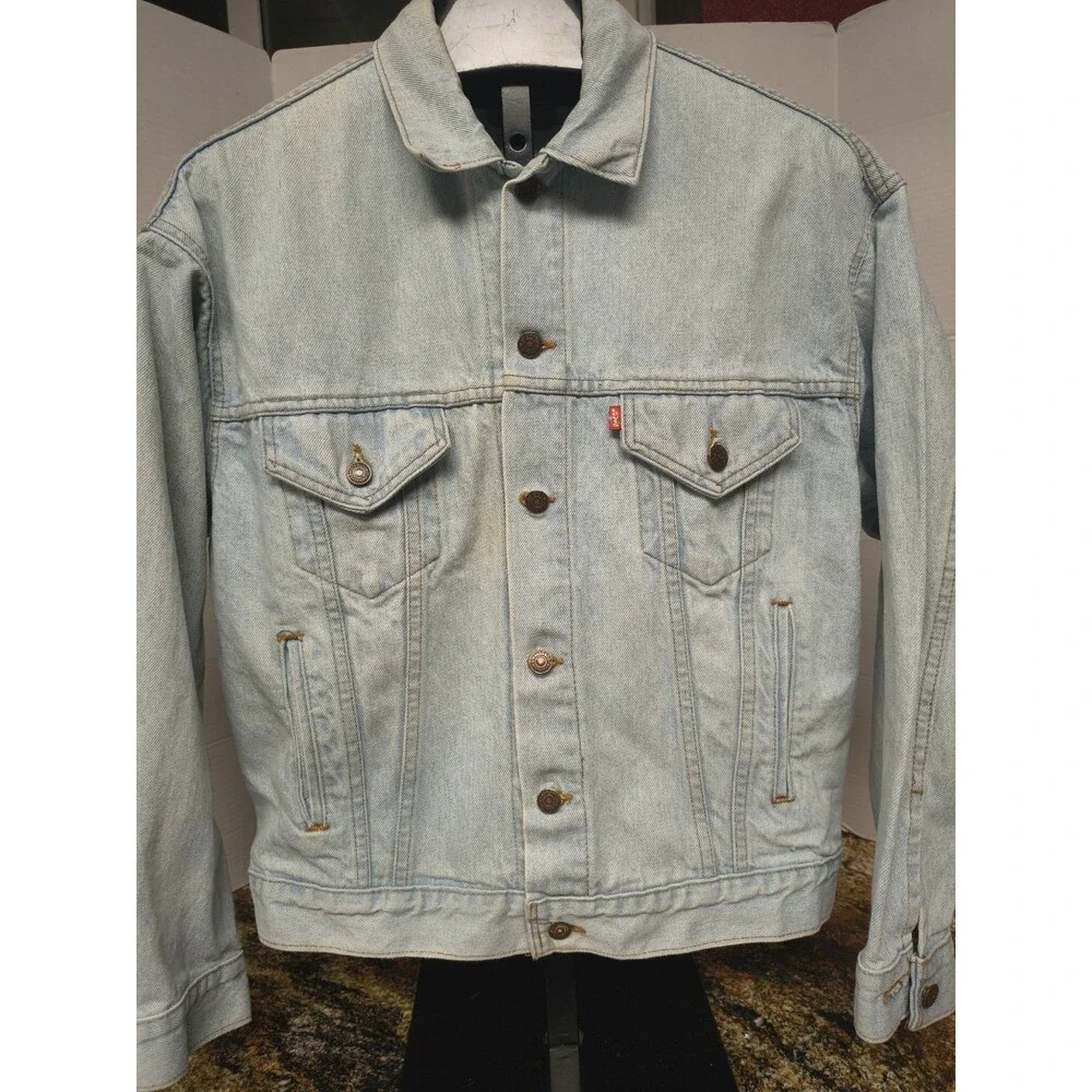 Vintage 1988 LEVI'S 70507 0234 Jean Jacket Size L USA Trucker Denim Light Blue